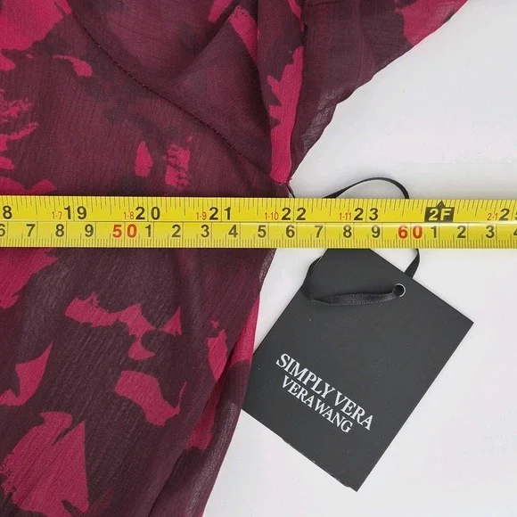 NWT Simply Vera Vera Wang Ruffle Dress Magenta Long Sleeve Mini Chiffon Sz XL - Picture 12 of 13